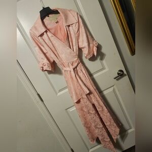 Elegant Pink Lace Maxi Dress